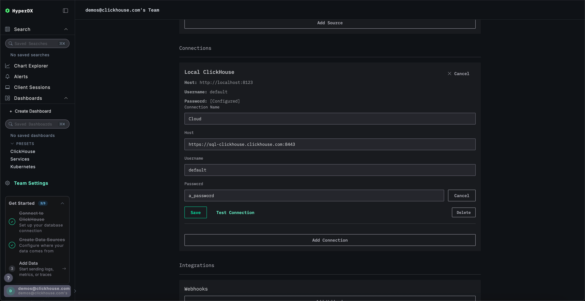 Create Cloud connection - Zoomed