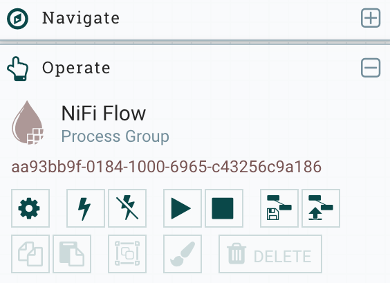NiFi Flow Configuration page with gear button highlighted - Zoomed